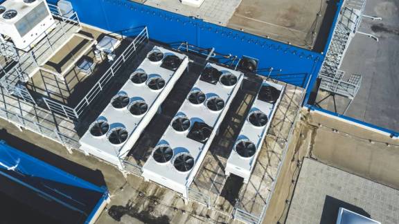 a group of fans on a roof